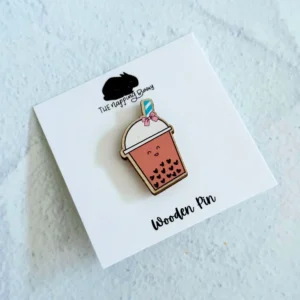 Boba Love Wooden Pin