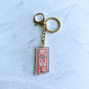 Orange Muni and Kitty Transfer Epoxy Keychain