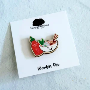 Pho and Sriracha Wooden Pin